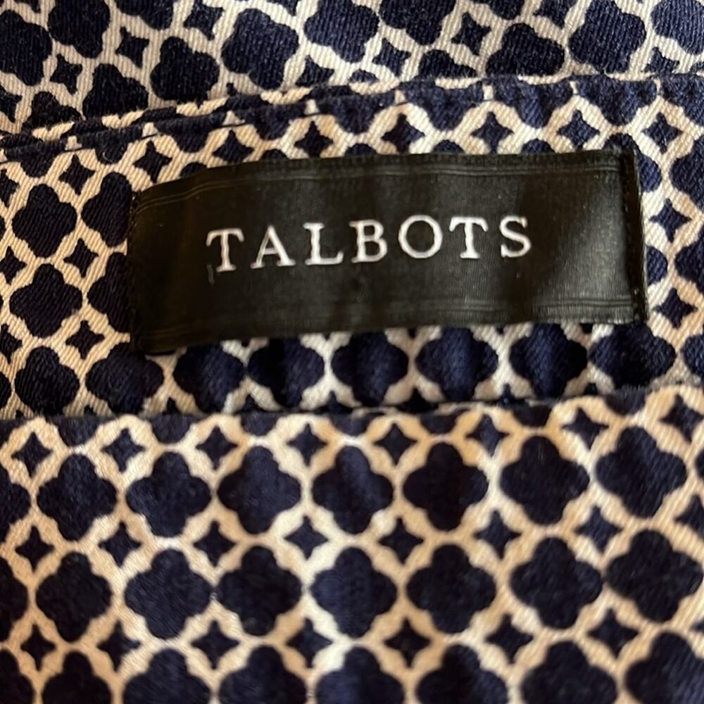 TALBOTS Chatham Ankle Pants Navy White Geo Print Size 10 Petite Preppy - Picture 5 of 8